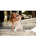 One Shoulder Beaded Ivory Lace Satin Sexy Wedding Dress